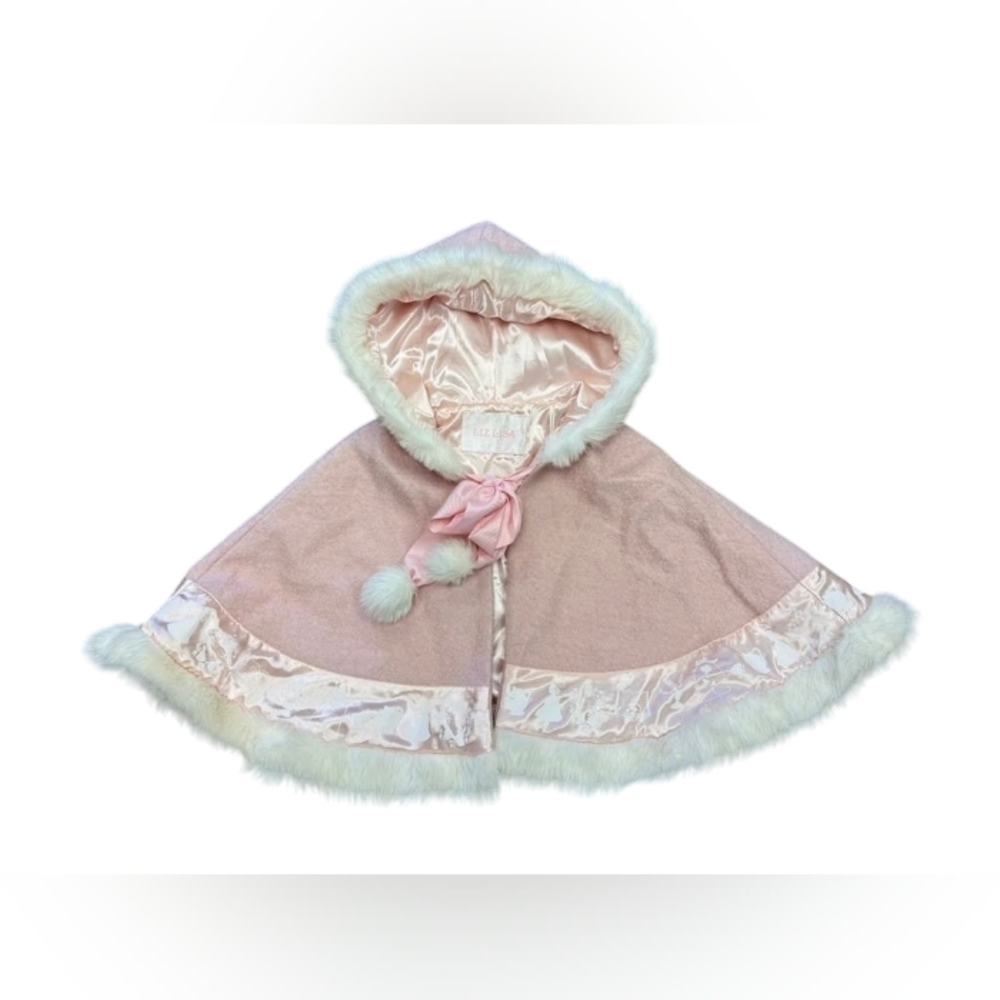 LIZ LISA Poncho EUC Disney Beauty And The Beast Pink White Size 0